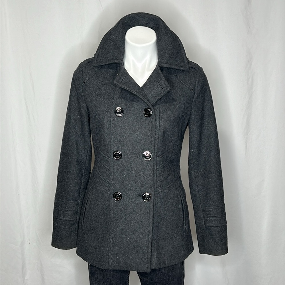 Kenneth Cole Women's Charcoal Double Breasted Pea Coat, 2